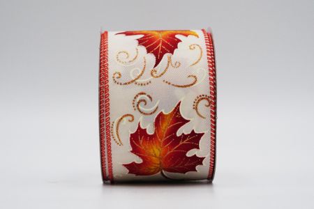Fall Maple Leaves Wired Ribbon_KF7475GC-2-220_beige